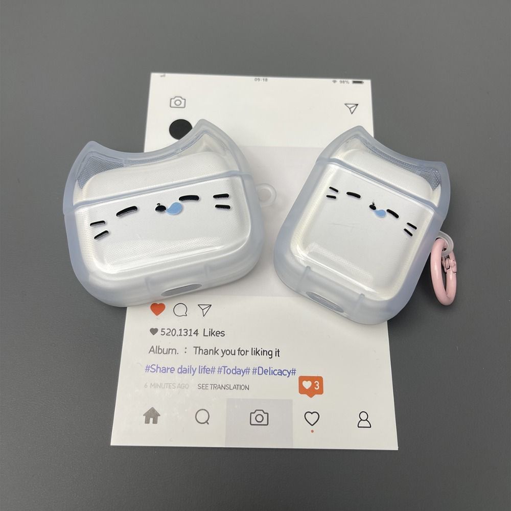With Keyring Sleepy Cat Earphone Case Headphone Protective Case for Airpods 4 3 2 1/ Pro/Pro2