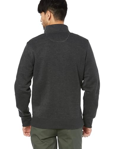 [Amazon Essentials] Fleece Zip-Up Mock Neck Sweatshirt, Medium Weight, Regular Fit, Men's, Heather Charcoal, XL