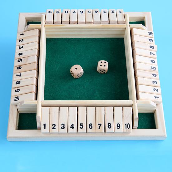 Shut The Box Board Game with Dice 4-Way Educational Math Number Strategy Game