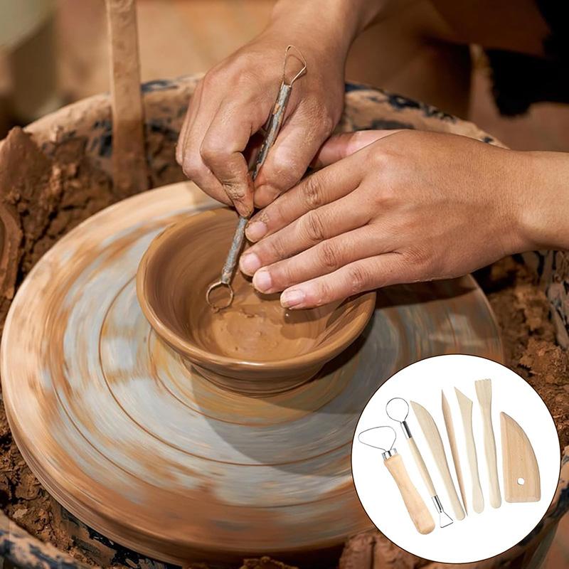 12Pcs Pottery Clay Sculpting Modeling Tool Set Double-Sided Clay Sculpture Tool Set Wooden Modeling Clay Sculpting Tools Kit