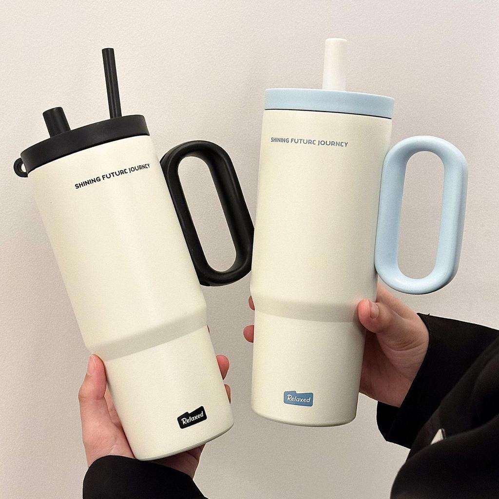 Premium Large-Capacity Insulated Stainless Steel Car Cup with Straw