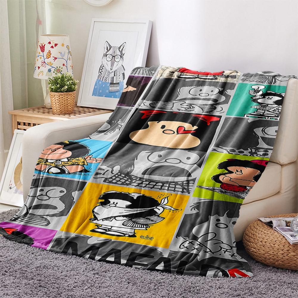 1pz Coperta in Flanella con Stampa Mafalda, Alta Qualità per Tutte le Stagioni, Arredamento per la Casa, Calore e Comfort, Perfetta per Regali di Natale