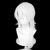 Short Synthetic White Straight Wig with Side Spilt Part Bangs for Anime Cosplay & Game Characte Party Realistic Fake Hair
