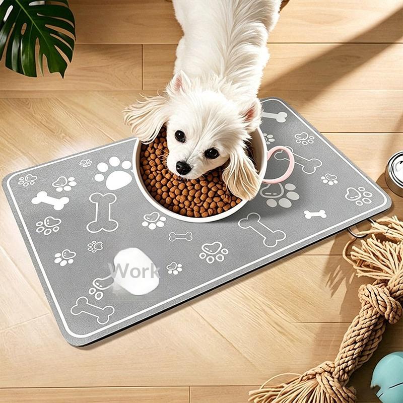 Diatomaceous Mud Absorbent Pet Placemat For Food And Water Bowl With Waterproof Quick-Dry Rubber Backing Non-Slip Home Pet Mat