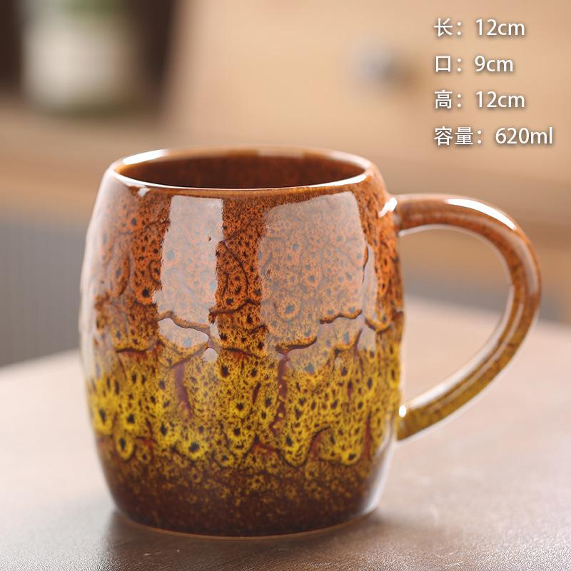 Ceramic Milk Cup with Handle Breakfast Cup Creative Kiln Glazed Beverage Bucket Cup Coffee Cup Mug High Value