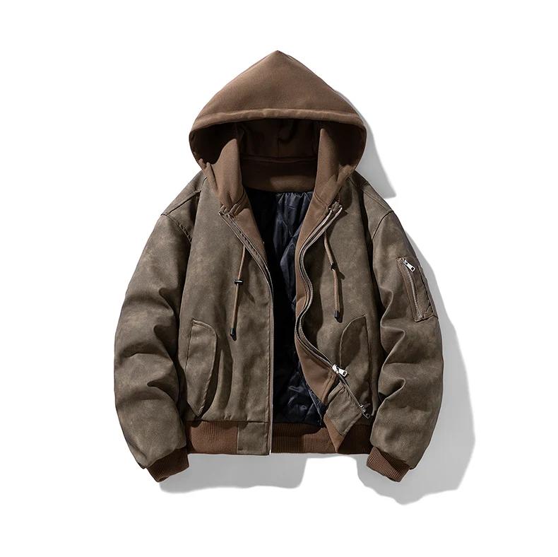 Men Cotton Hooded Retro Warm Short