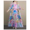 DIMANAF New 2026 Summer Beach Women Plus Size Fashion Lady Long Dress Loose Oversize Maxi Floral Print Cotton
