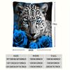 Snow Leopard Flannel Blanket – Ultra-Soft Blue Rose Design – Tear Resistant All-Season Throw – Contemporary Decor