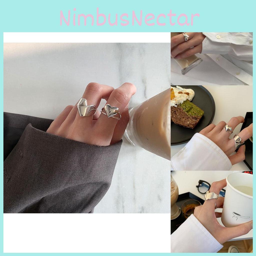 Stunning 925 Sterling Silver Geometric Heart Shaped Ring For Trendy Fashion Lovers