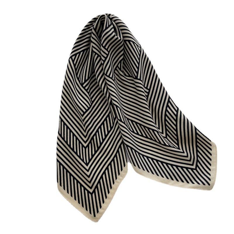 New imitation velvet small square scarf light striped silk scarf versatile spring and summer shawl headscarf herringbone scarf scarf