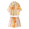 Jnleaog Spring New Arrival Women's Clothing Fashion Style French Fashion Cotton and Linen Printed Short-Sleeved Shirt Shorts Suit
