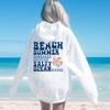 2024 Mode Floral Buchstaben Hoodie Damen Strand Sommer Salzig Ozeanwellen Grafik Kapuzenpullover Locker Langarm Ästhetik Sweatshirts