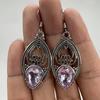 Vintage Hollowed Hand Carved Purple Synthetic Zirconia Dangle Earrings for Women Exquisite Gorgeous Banquet Jewelry Accessories