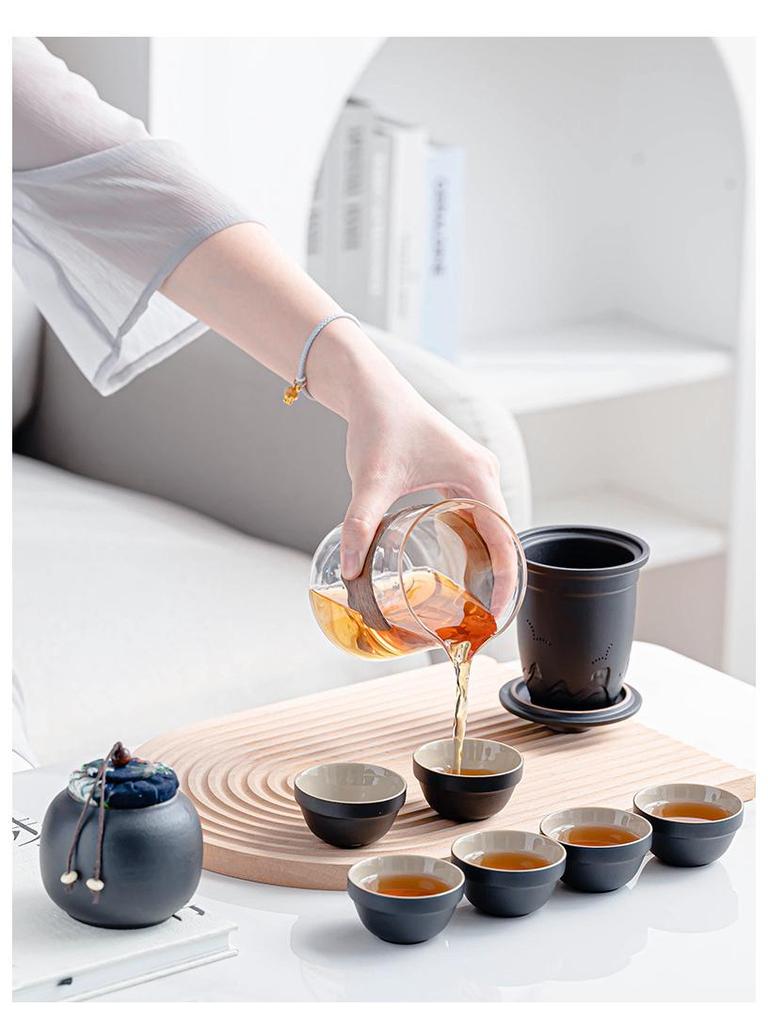 Portable Glass Travel Tea Set: Quick Outdoor Kung Fu Tea Cup & Japanese Teapot - Perfect Business Gift Set