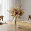 Real Touch Fake Floral Bouquet Lifelike Simulation Rose Flower Rose Reed Hybrid  Home Decoration