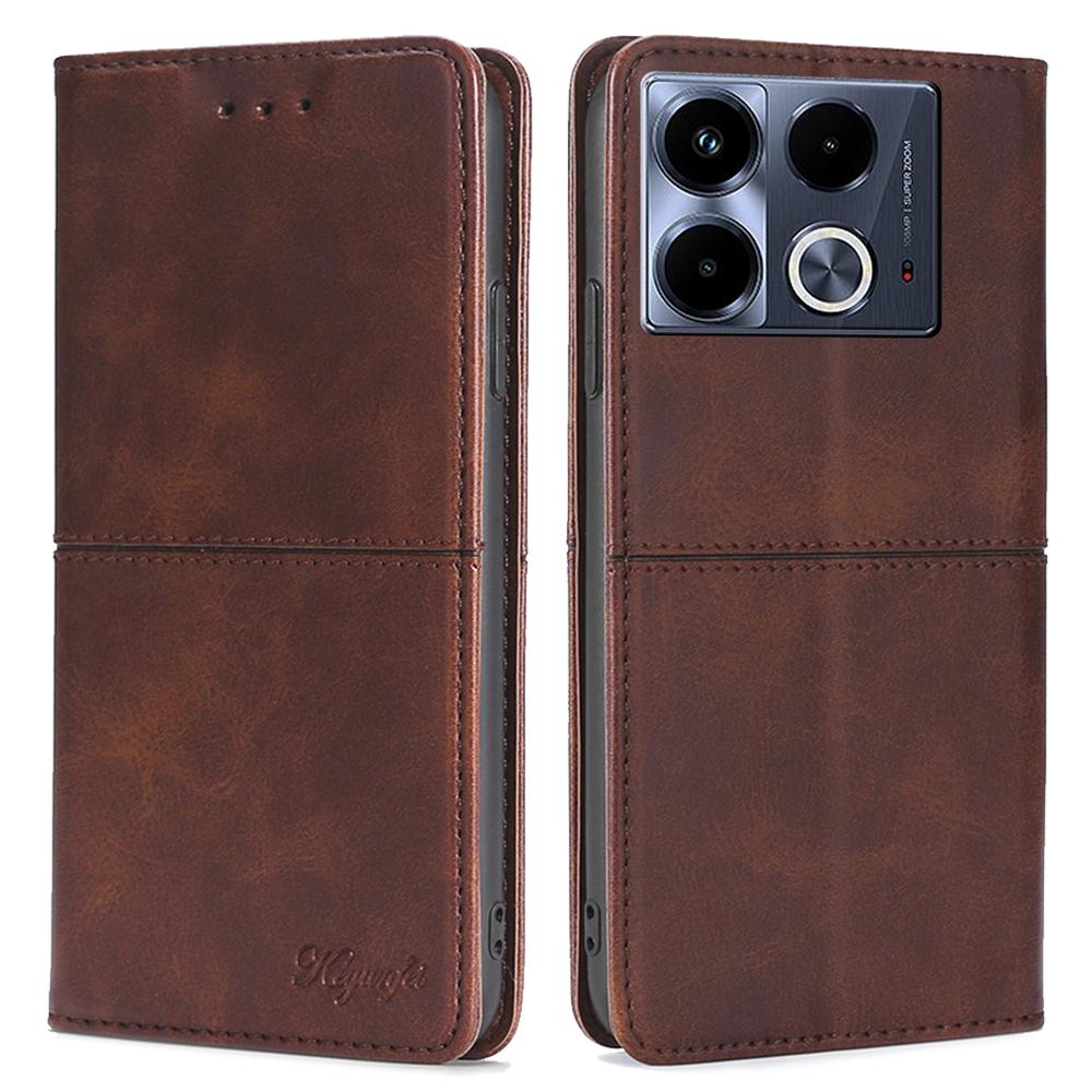 For Infinix Note 40 Case PU Leather Cowhide Texture Phone Cover Magnetic Absorption