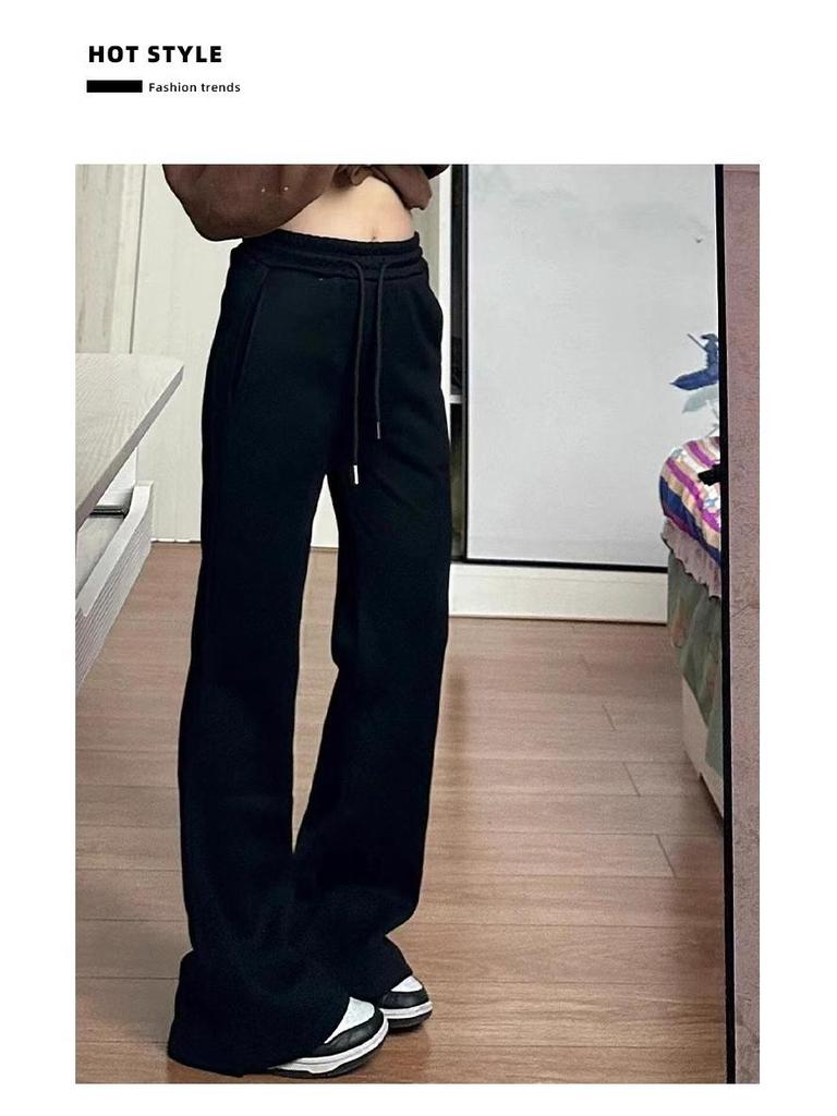 High Waist Deep Grey Flare Pants - Petite Slimming Casual Sweatpants for Women