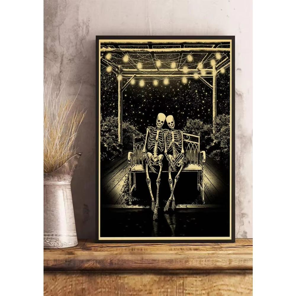 Simple Skull Posters Vintage Kraft Paper Prints Nostalgia Wall Sticker Home ation Bedroom Painting Fashion Bedroom Paint
