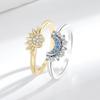 Minimalist Sun and Moon Diamond Couple Rings - Stackable Women's Design