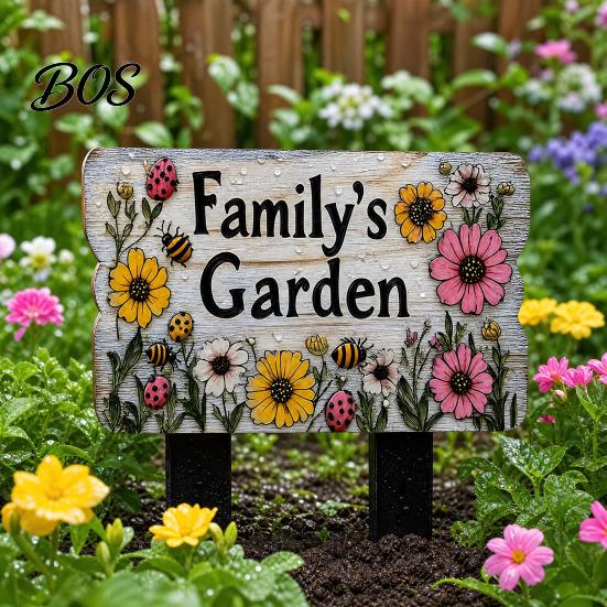 Yard Welcome Sign Floral Garden with Stake, Farmhouse Sign, Colorful Flowers Stake Art Rustic for Home Pathway Planter Decor Flower Pot