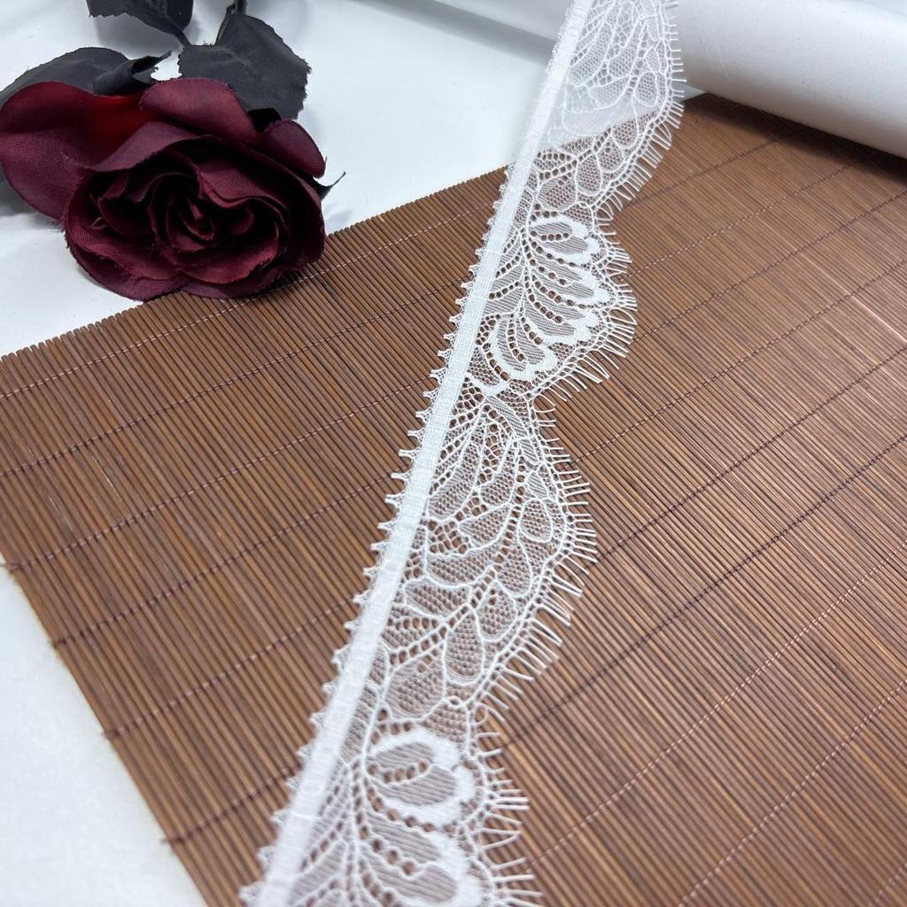 2.8m x 4cm Narrow French Chantilly Lace, Non-stretch Eyelash Lace Trim for Sewing, Bra, Underwear, Lingerie, Dress, Garment, Crafting