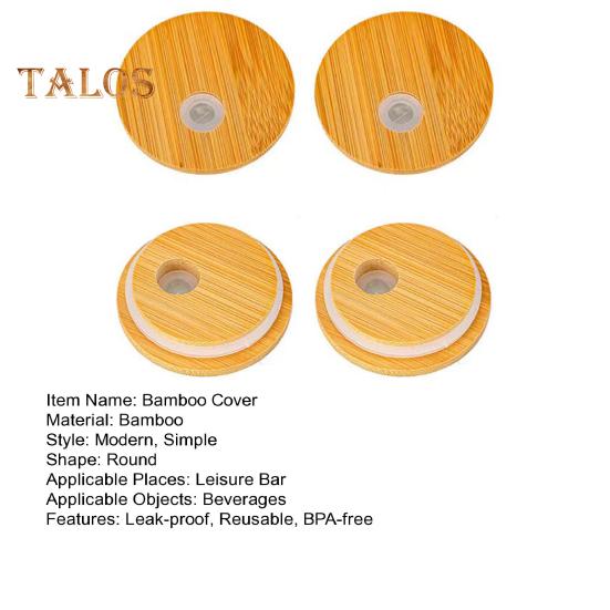 4 шт. бамбуковая крышка с отверстием для соломинки — фото 9