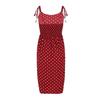 European and American Backless with Rubber Band Strap Black and White Polka Dot Split Dress