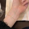 Emitame, Clover Motif CZ Diamond Bracelet, Four-Leaf Clover, S925 Sterling Silver, Gold Chain, Cute and Stylish, Women's Jewelry