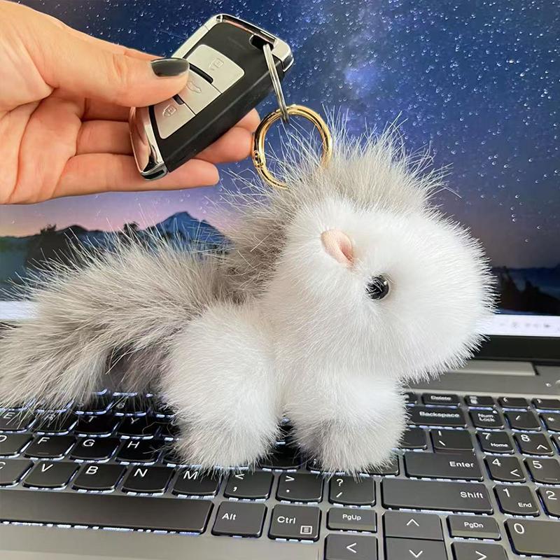 

1 шт. Брелок в подарок Пушистый парный кулон в виде пони Милый брелок из искусственного меха норки для рюкзака Мягкая плюшевая игрушка-брелок для ключей Автомобильный брелок из искусственного меха серый