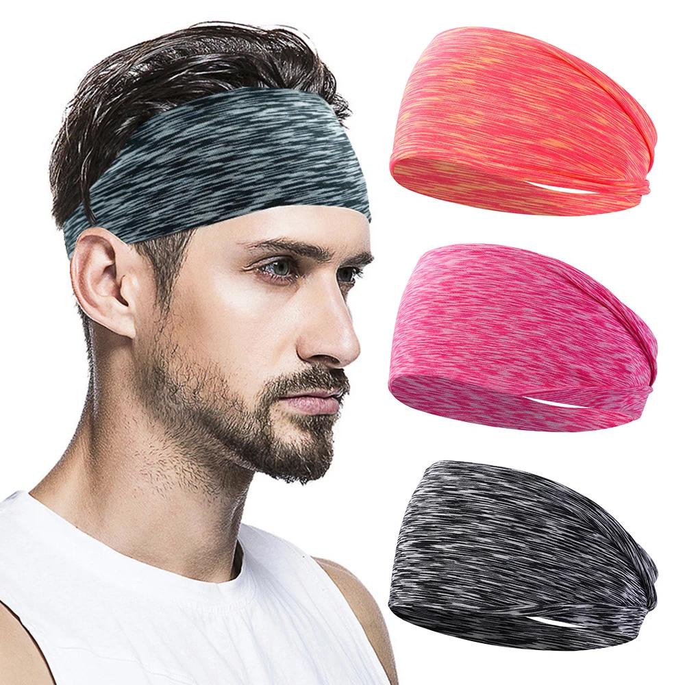 3Pcs/Lot Casual Solid Color Yoga Headband for Women Super Elasticity Man's Sports Fitness Anti Sweat Headscarf Hairband Set