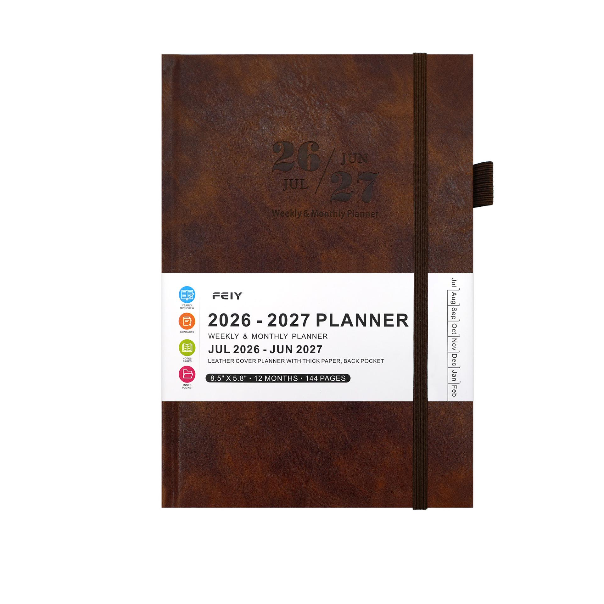

A5 English Efficiency Weekly Planner 2026-2027: Custom Logo Notebook A5 коричневий
