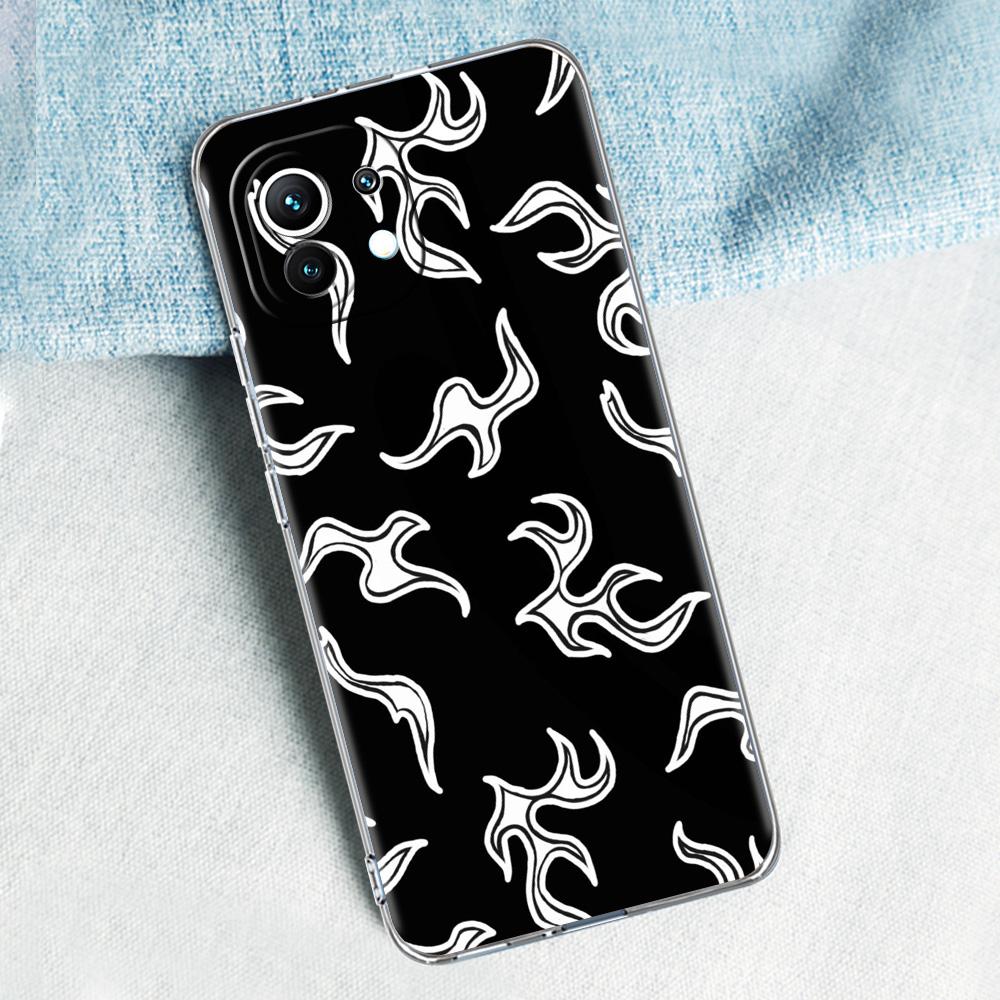 Phone Case For Xiaomi Mi 15 14 13 12 11 Lite 15T 13T 12T Pro Poco X7 X6 X5 Pro 5G X3 NFC F7 F6 F5 Clear Cover Flame Pattern