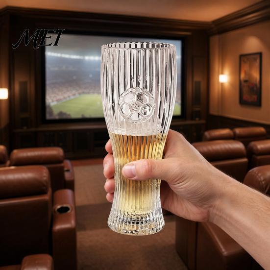 Waist Tight Beer Glass Football Glass, 300ml/450ml Capacity Transparent Craft Mug for Home Bar, Soccer Tumbler Sports Fans