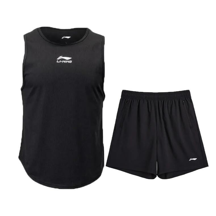 

Li-Ning Comfortable Round Neck Pullover Simple Breathable Versatile Fashion Casual Sports Suit Unisex Sportswear AAPV157-1+YVSV021-2 XL