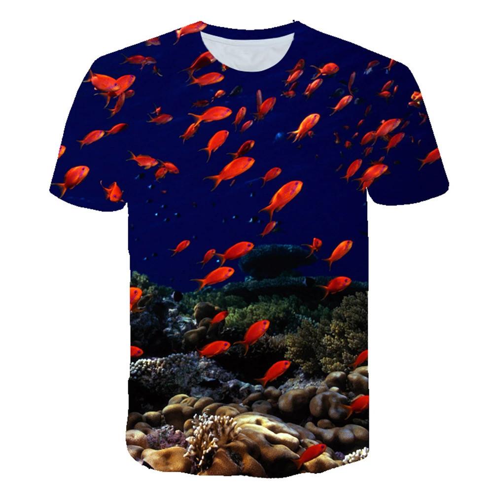 Kids 3D Ocean Pattern Round Neck Short Sleeve T Shirt For School Outdoor Holiday Daily Casual Leisure Daily Wear