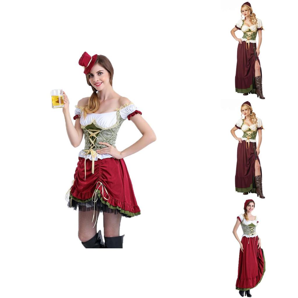 Damen Oktoberfest Cosplay Kostüm mit dehnbarer Rundhalsbluse