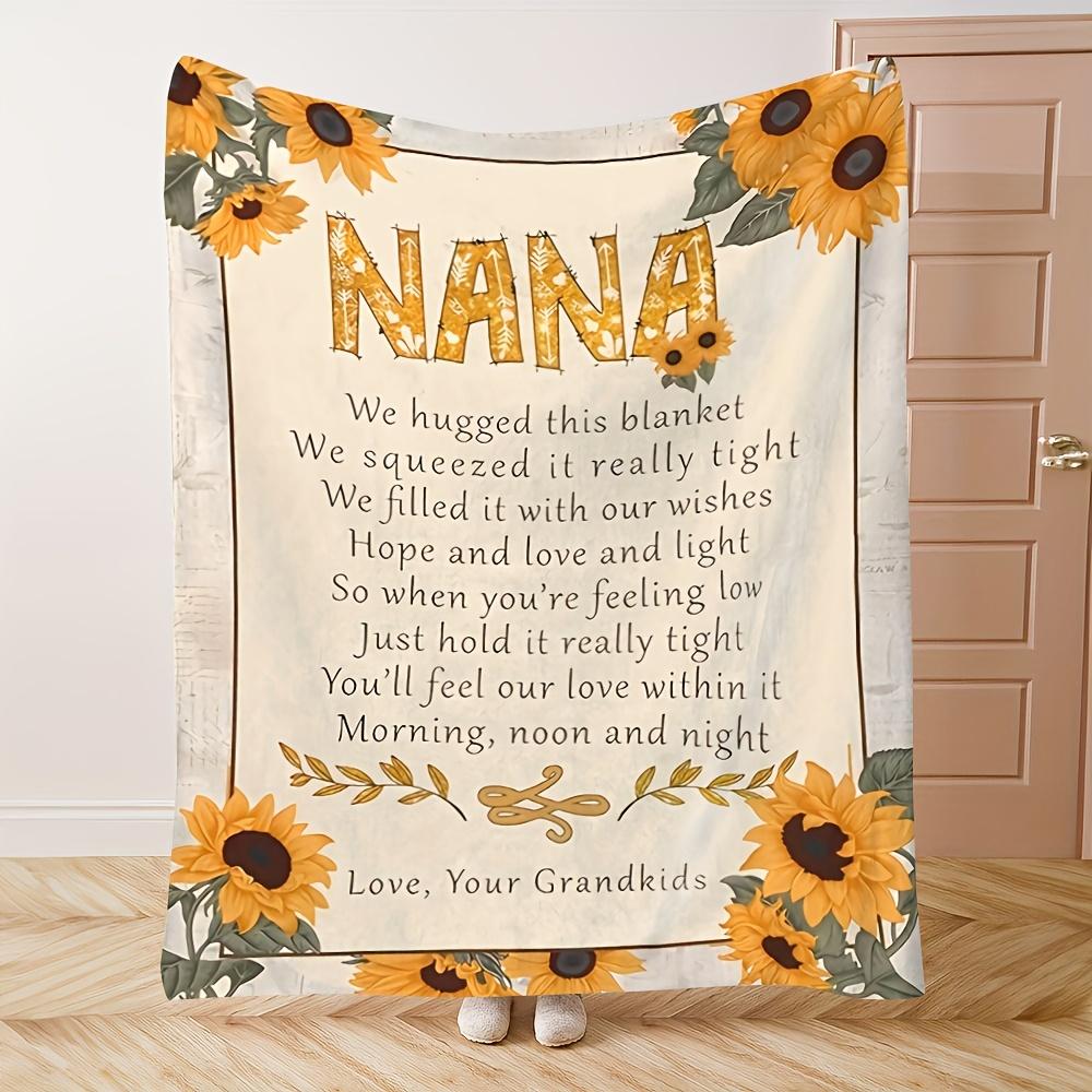 1pc Cozy Sunflower Design Throw Blanket with Heartfelt Message for Nana - Soft, Warm Flannel, Perfect Gift for Grandmothers