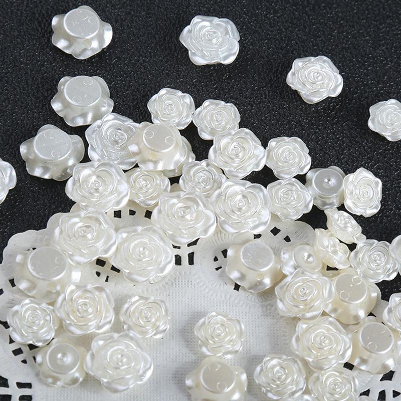 50 STUKS Rozenkraal Sieraden DIY Elegant Retro 3D Roos Camelia Bloemenkraal Imitatie Parel Ketting Bralet Haarclip Decoratie ZYF