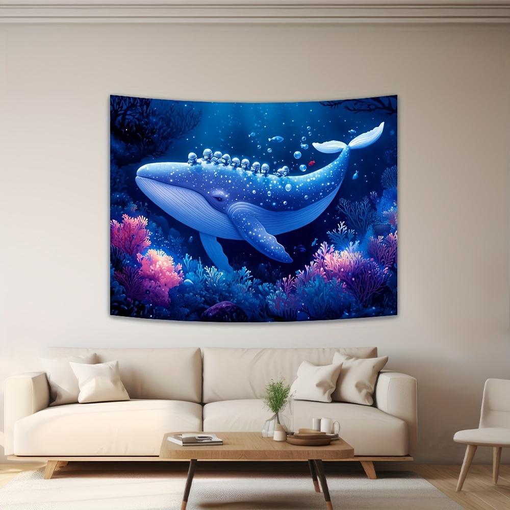 Huge Whale Swam Slowly Digital Printing Polyester Wall Hanging Tapestry Decorative Living Room Bedrooms Office Background Gift