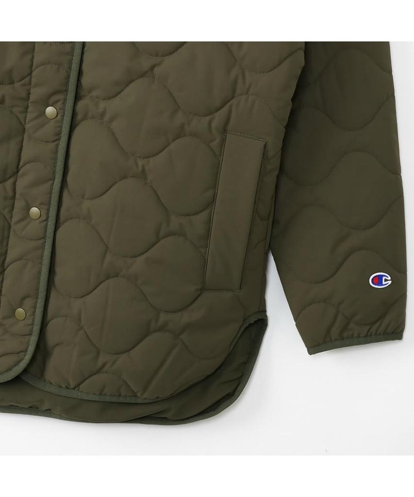 Outerwear Long Sleeve Stretch Thermal Water Repellent Windproof Script Logo Jacket Sports Grayish Green L [Champion] Women's CW-YS605