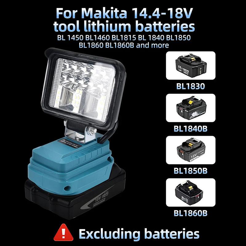 For Makita 18V Li-Ion Battery Led Work Light 3/4/6/8 Inch Flashlight Portable Emergency Flood Lamp Camping Lamp