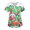 Ladies' Christmas Printed Fashionable V-neck Pocket Short Sleeved  Uniform And Caregiver Top