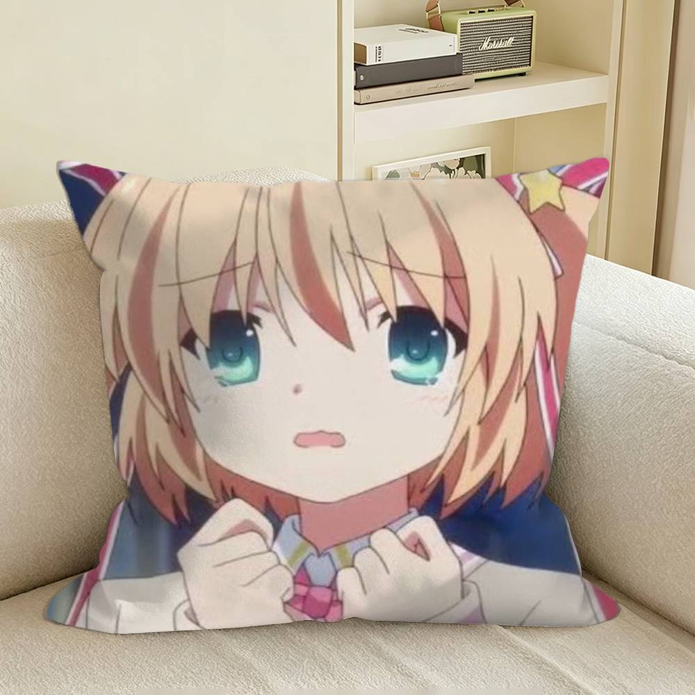 YK Anime KKomari Kamikita Square Sofa Pillow Cover Solid Color Living Room Home Decor Cushion Case