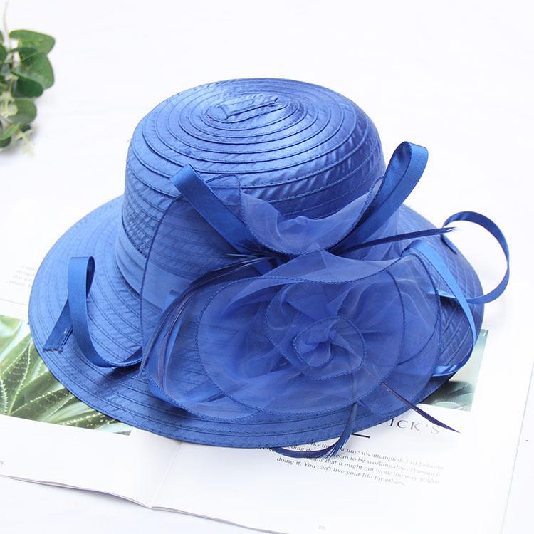 Summer Organza Fashion Hat Women'S Temperament Flower Seaside Sun Protection Sun Hat Foldable Sun Hat