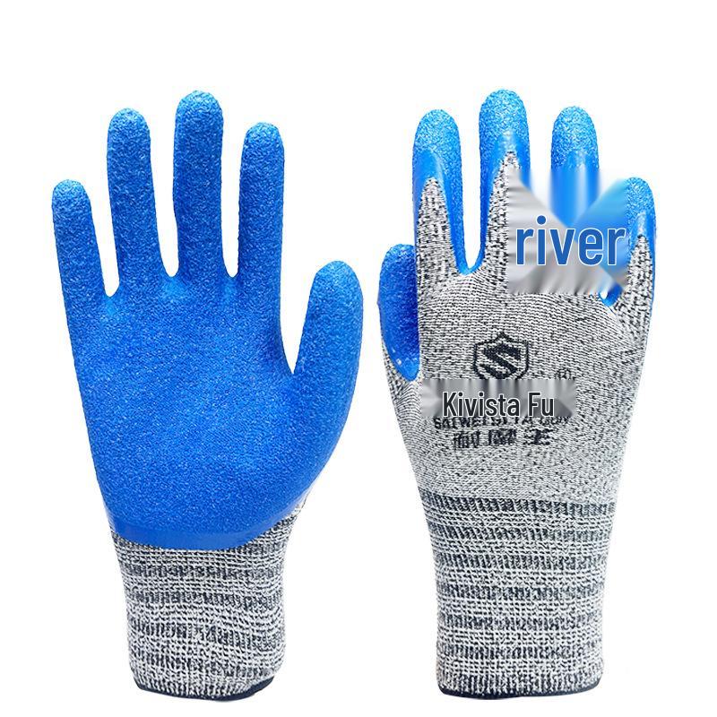 Men's Durable Anti-Slip Work Gloves - Cut-Resistant, Odor-Proof, Glass Handling, Thickened Rubber Protection