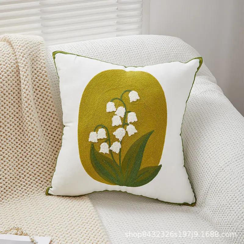 45X45Embroidery Pillowcase Pillow Cover Luxury Flower Nordic Vintage Style Cushion Covers Home Living Room Sofa Couch Seat Decor