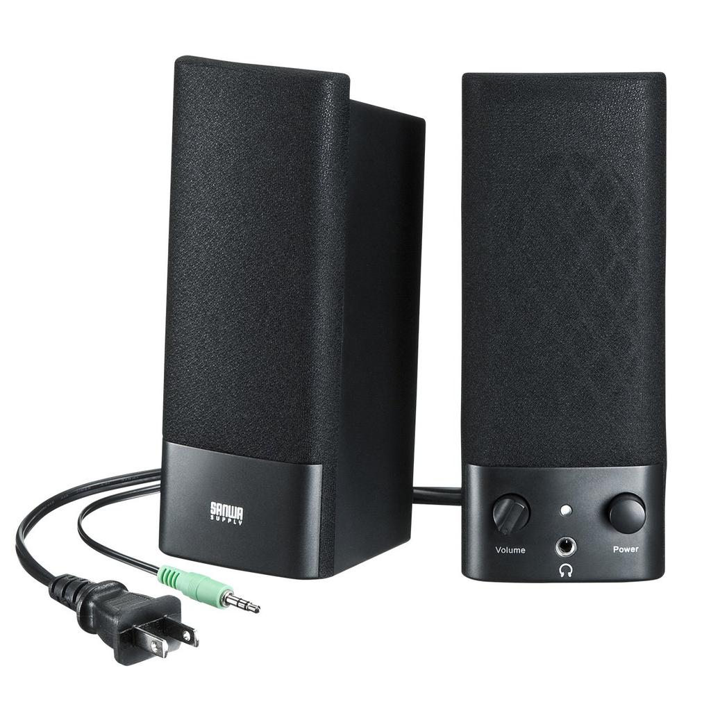 Sanwa Supply Multimedia Speaker Stereo Mini Jack Connection 5W Black 3.5mm MM-SPL2N2