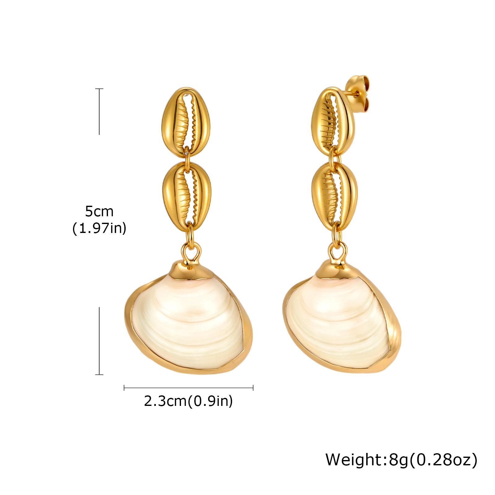

Fashion Chic Shell Pendant Earrings for Women Stainless Steel Long Dangle Earrings Waterproof Summer Jewelry Accessories