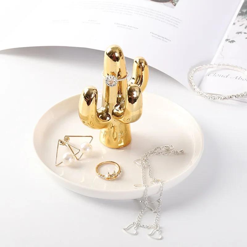 European Style Dressing Table Golden Animal Horse Rabbit Ceramic Jewelry Storage Tray Jewelry Storage Box