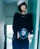 SIWL107 U-Neck Crochet Sweatshirt (Navy)
